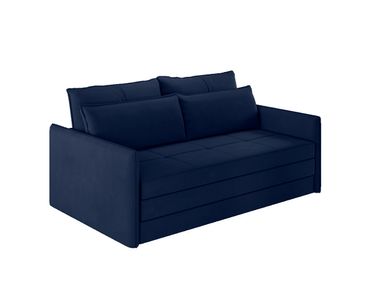 Sofá Cama 2L Veludo Azul Marinho