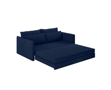 Sofá Cama 2L Veludo Azul Marinho