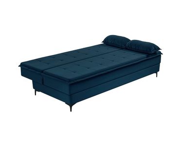 Sofá Cama 3L Veludo Azul Marinho