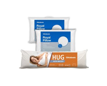 Kit com 2 Travesseiros Royal Pillow e 1 Hug