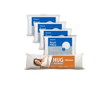 Kit com 4 Travesseiros Royal Pillow e 1 Hug