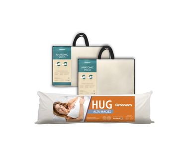 Kit com 2 Travesseiros Anatomic Visco e 1 Hug