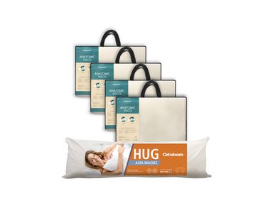 Kit com 4 Travesseiros Anatomic Visco e 1 Hug